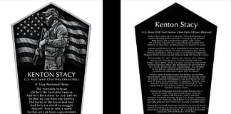 A local monument to honor a true national hero, Kenton Stacy