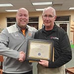 Gaylen Blosser receives award from Ansonia Schools