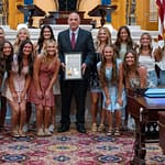 Senator Huffman honors undefeated Lady Patriots state title team