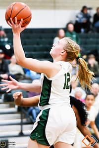 Skylar Fletcher drives to the hoop for a score in Lady Wave home game with Xenia Lady Buccaneers. (Gaylen Blosser photo)