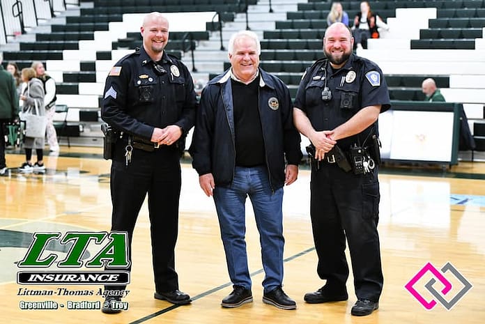 Mayor Jeff Whitaker and Police Officers
