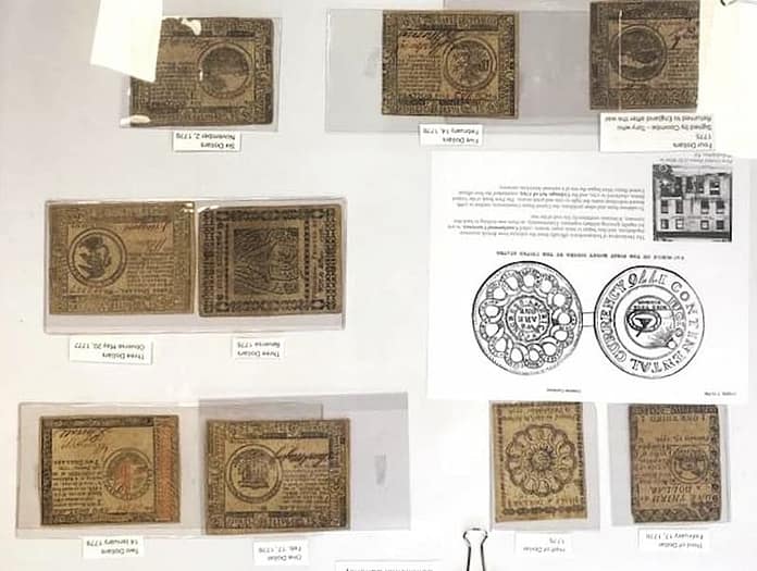 Colonial and Continental Currency collection. (Gaylen Blosser photo)