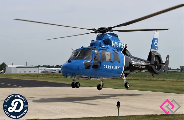 Driver rolls vehicle, airlifted to hospital